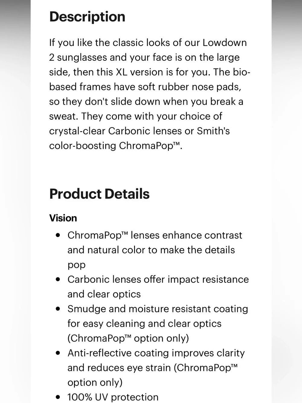 Smith Optics Lowdown XL 2 Matte Black | ChromaPop Polarized Black